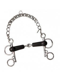 Mors Pelham caoutchouc brisé branches courtes