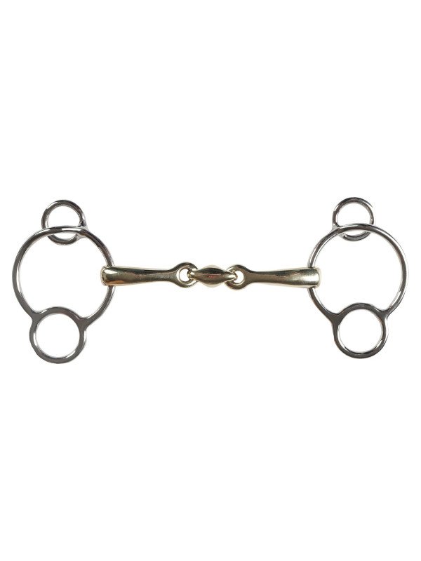 Mors Pessoa Poney 3 Anneaux Double Brisure 115 Goldenbrass
