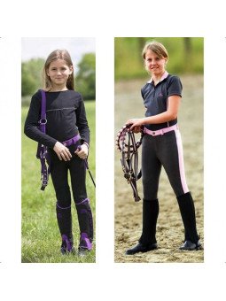 Promo Pantalon Equitheme Funline Enfant Noir / Violet 6 8 ans