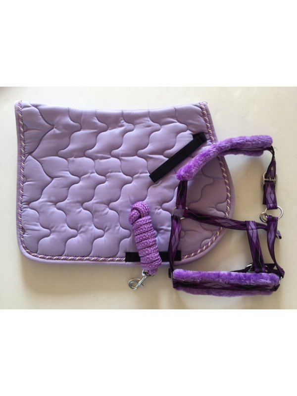 Ensemble Tapis Licol Longe Lilas Poney