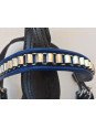 Harnais Cuir Nylon Noir Bleu Mini Shet Poney