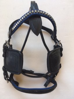 Promo Bride Cuir Nylon Noir / Bleu Poney